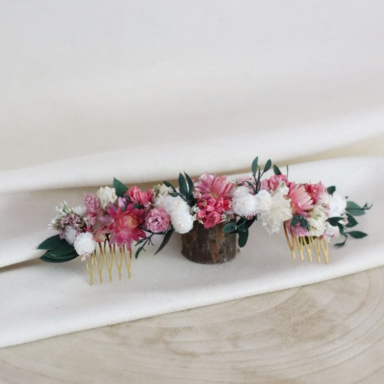 Peigne de mariée Turquin long en fleurs séchées - Les Fleurs Dupont
